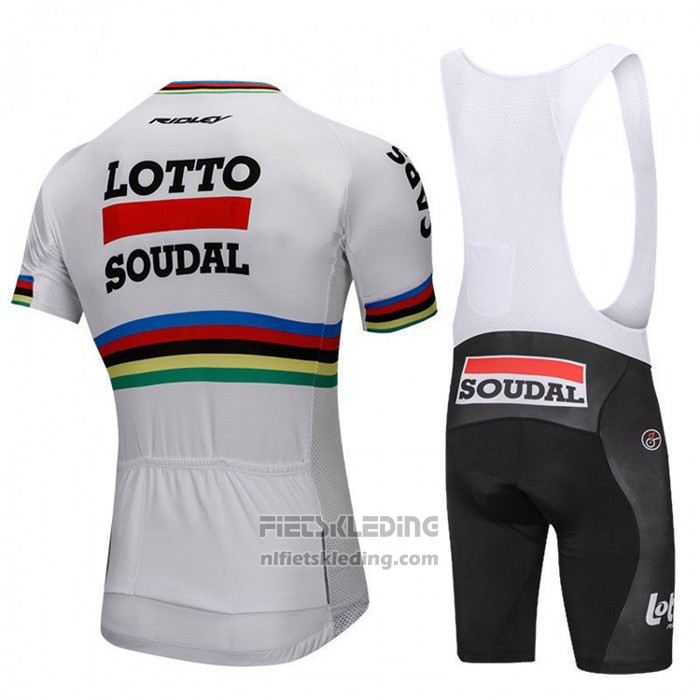 2018 Fietskleding UCI Wereldkampioen Lotto Soudal Wit Korte Mouwen en Koersbroek